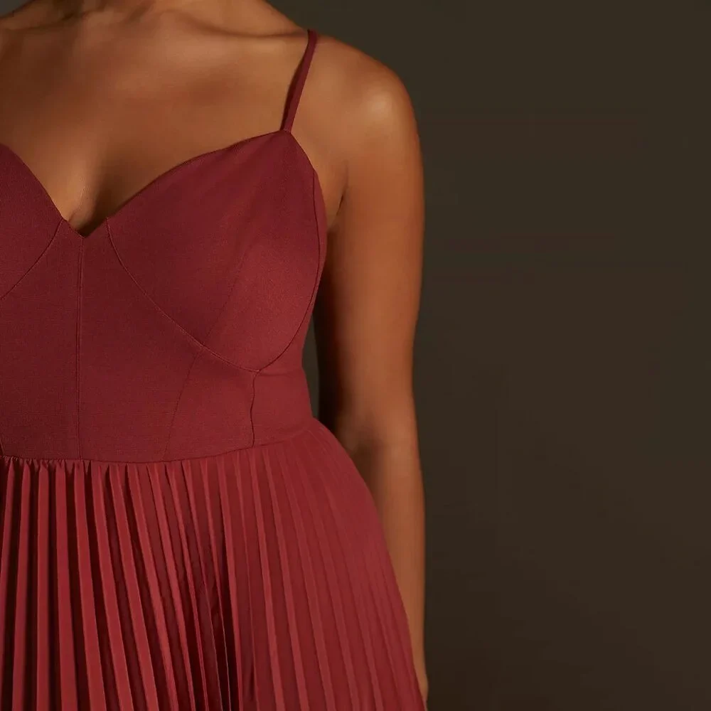 By Anthropologie Sweetheart Bodice Midi Dress in Red - NWT sz XL - Picture 3 of 10